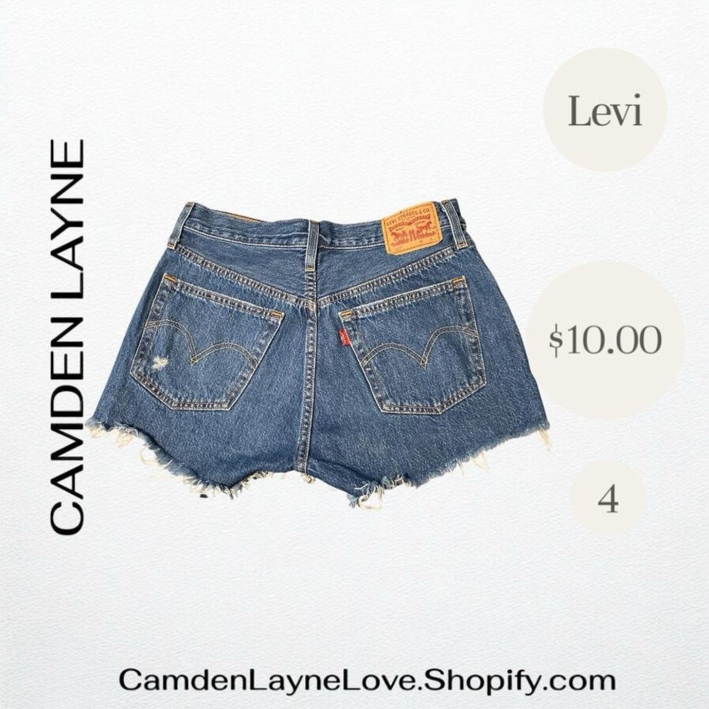 Levi's Blue Denim Jean Shorts with Brown Label - Picture 3 of 7